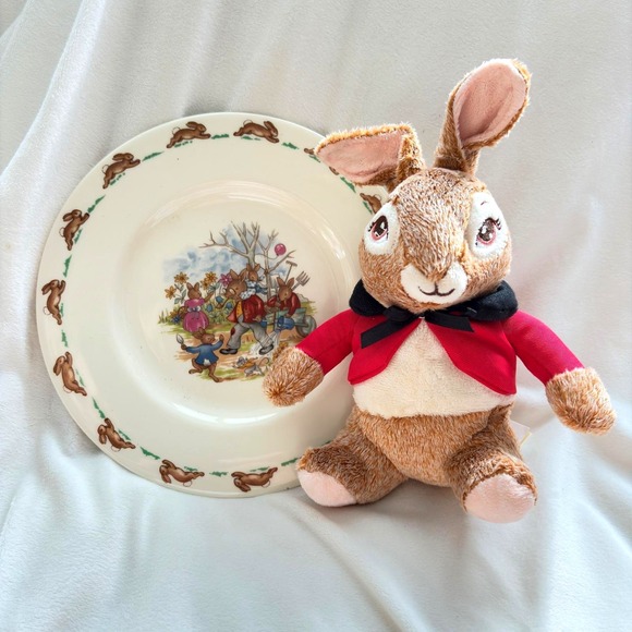 Peter Rabbit-Dandee-Royal Doultin Other - Peter Rabbit Plush & Royal Doulton Bunnykins PlateLot Nursery Gift Easter Rabbit